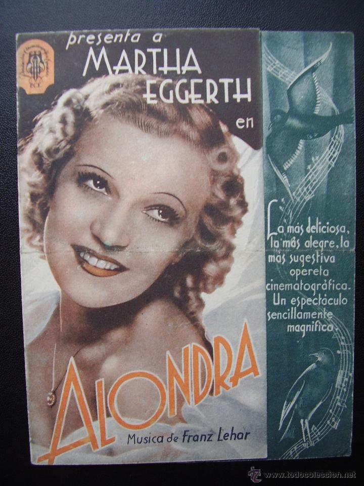 Cine: ALONDRA, MARTHA EGGERTH, CINE ATLANTIDA - Foto 1