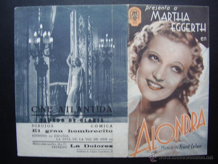 Cine: ALONDRA, MARTHA EGGERTH, CINE ATLANTIDA - Foto 3