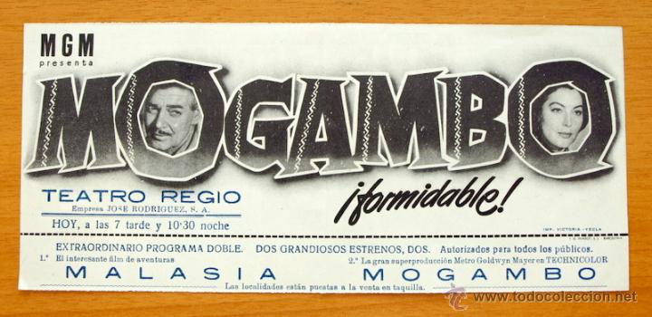 Cine: Mogambo - Clark Gable, Ava Gardner - con publicidad