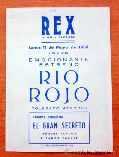 Cine: Rio Rojo - John Wayne, Montgomery Clift - con publicidad - Foto 2