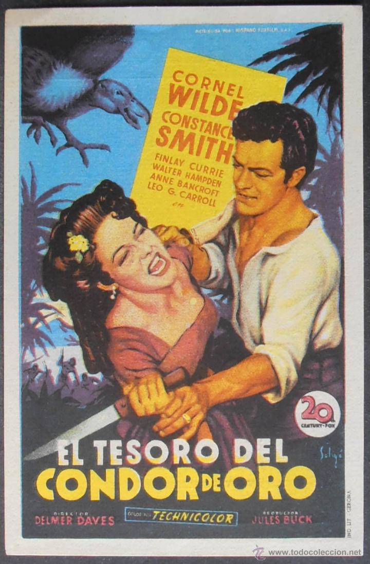 Cine: EL TESORO DEL CONDOR DE ORO,FOLLETO DE MANO, (5534),SOLIGO,CONSERVACION,VER FOTOS