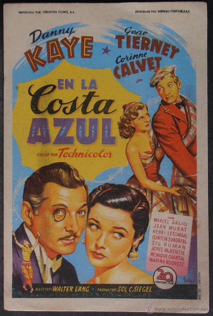 Cine: EN LA COSTA AZUL,FOLLETO DE MANO, (5548),SOLIGO,CONSERVACION,VER FOTOS