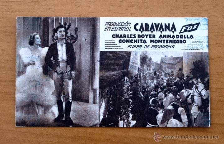 Kino: Caravana - Charles Boyer, Annabella y Conchita Montenegro - Publicidad, Cine Gades de C&aacute;diz