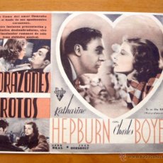 Cine: CORAZONES ROTOS - PELICULA DE 1935. KATHARINE HEPBURN, CHARLES BOYER - CON PUBLICIDAD. Lote 25517760
