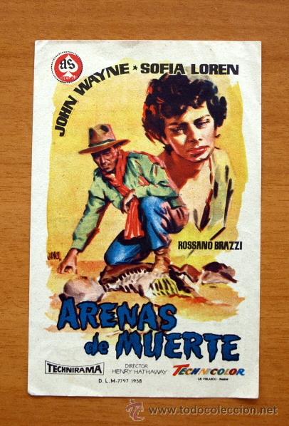 Cine: Arenas de muerte - John Wayne, Sofia Loren - Con publicidad - Foto 1