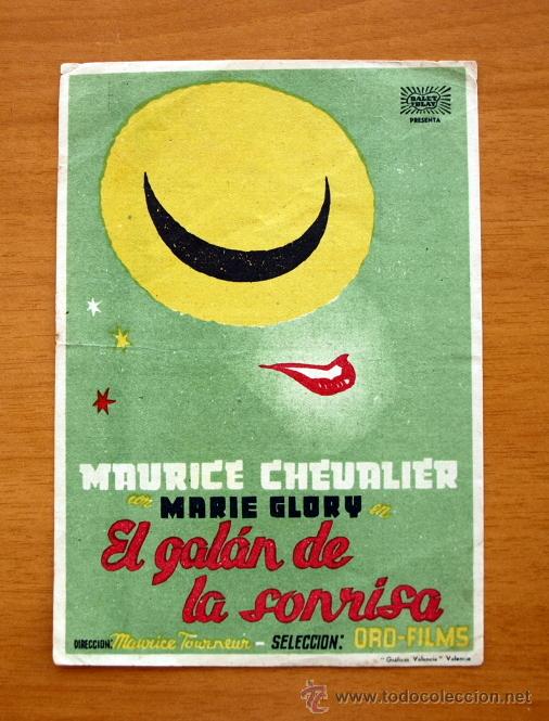 Folhetos de m&atilde;o de filmes antigos de cinema: El gal&aacute;n de la sonrisa - Maurice Chevalier, Marie Glory