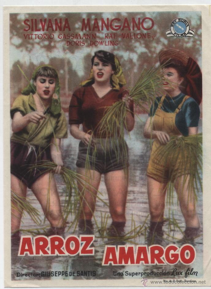 Cine: Arroz Amargo. Sencillo de Rey Soria Films. Teatro Emperador - Le&oacute;n  1953.
