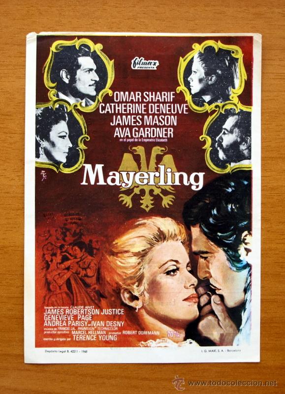 Cine: Mayerling - Omar Sharif, Catherine Deneuve, Ava Gardner - Publicidad Cine Moderno, Tarragona