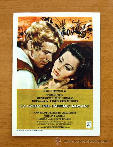 Cine: La caida del Imperio Romano - Stephen Boyd, Sofia Loren - Publicidad Cine principal