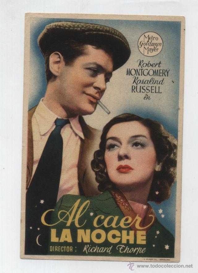  Flyers Publicitaires de films Anciens: Al caer la noche. Sencillo de MGM.