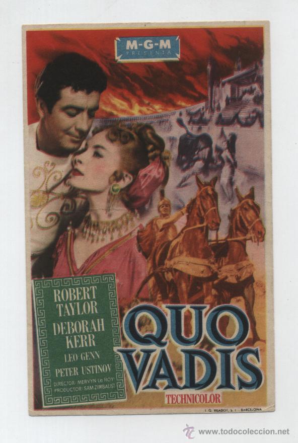  Flyers Publicitaires de films Anciens: Quo Vadis.Sencillo de MGM.  Cine Barcel&oacute; - Cass&aacute;.