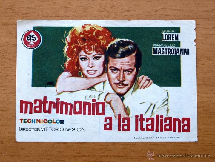 Cine: Matrimonio a la Italiana - Sofia Loren, Marcello Mastroianni - Con publicidad