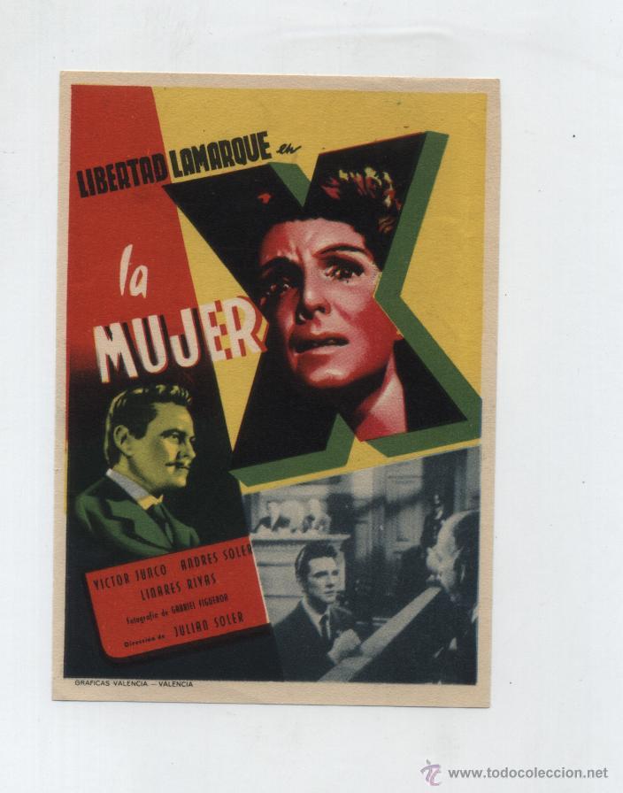  Flyers Publicitaires de films Anciens: La Mujer X. Programa sencillo.