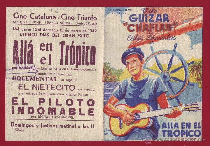 Folhetos de m&atilde;o de filmes antigos de cinema: PROGRAMA DE MANO - ALLA EN EL TROPICO