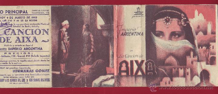 Folhetos de m&atilde;o de filmes antigos de cinema: PROGRAMA DE MANO - LA CANCION DE AIXA