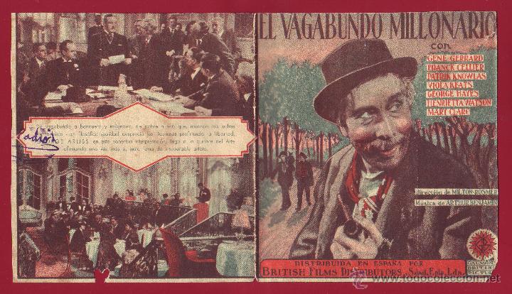 Cine: PROGRAMA DE MANO - EL VAGABUNDO MILLONARIO - Foto 1