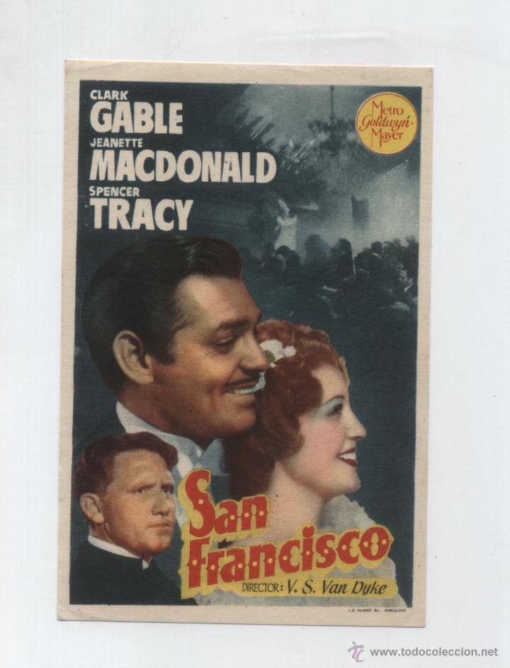  Flyers Publicitaires de films Anciens: San Francisco. Sencillo de MGM.