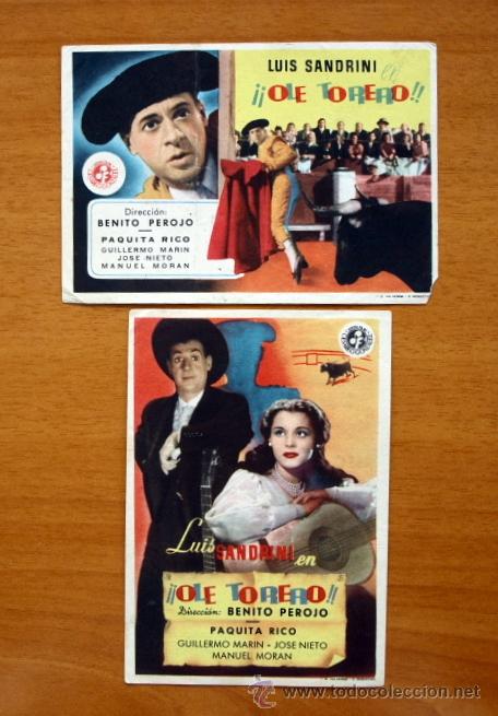 Cine: Ole Torero - Luis Sandrini, Paquita Rico - Con publicidad