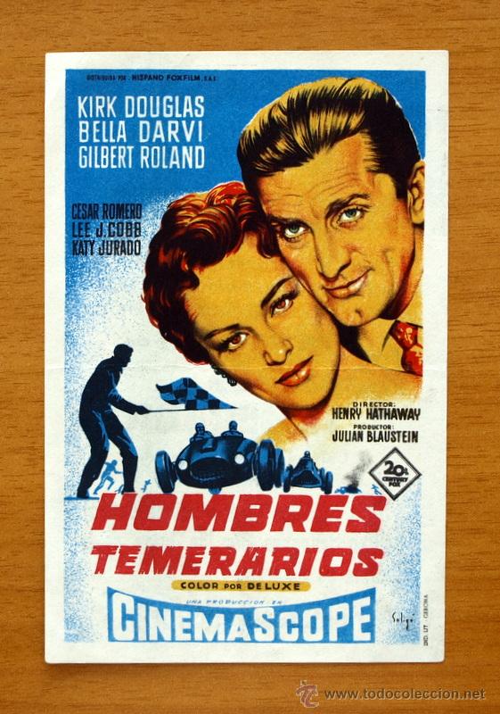 Cine: Hombres Temerarios - Solig&oacute; - Kirk Douglas, Bella Darvi - Con publicidad