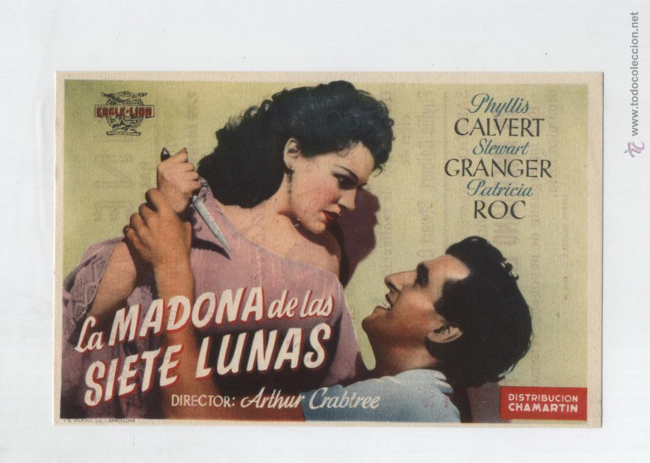 Folhetos de m&atilde;o de filmes antigos de cinema: La Madona de las siete Lunas. Sencillo de Chamart&iacute;n.  Cine Mari - Le&oacute;n  1946. &iexcl;IMPECABLE!