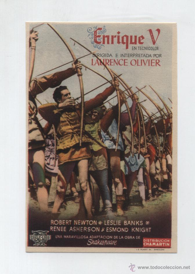 Folhetos de m&atilde;o de filmes antigos de cinema: Enrique V. Sencillo de Chamart&iacute;n. Cine Alk&aacute;zar - C&oacute;rdoba.
