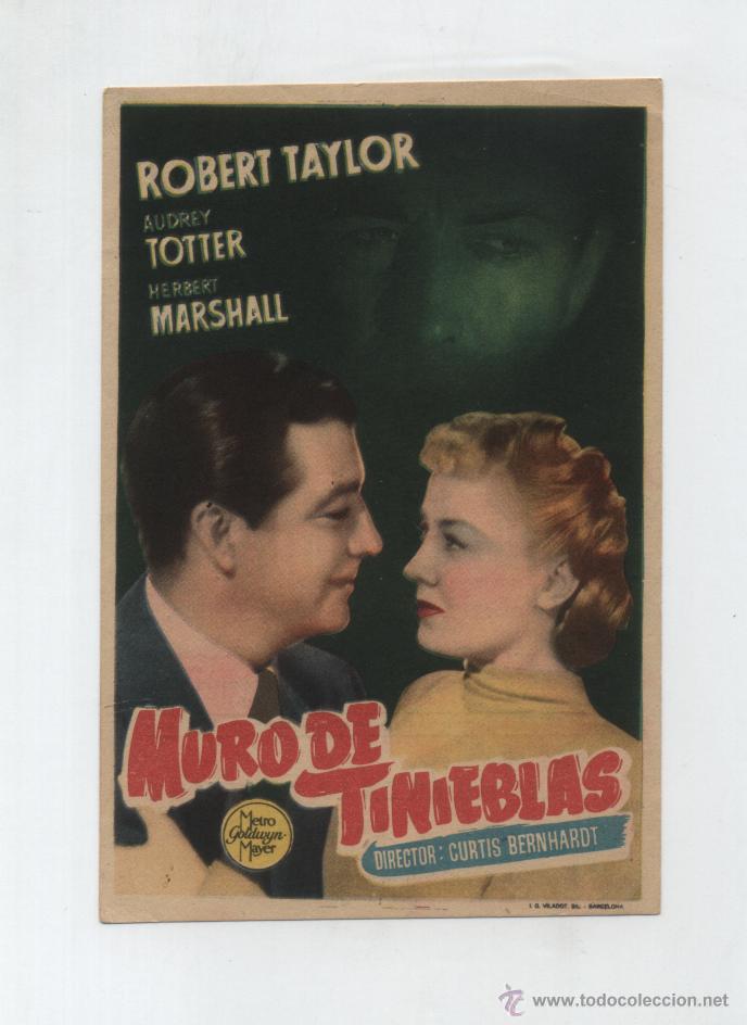 Kino: Muro de Tinieblas. Sencillo de MGM.  Cine T&iacute;voli. - And&uacute;jar  1949.