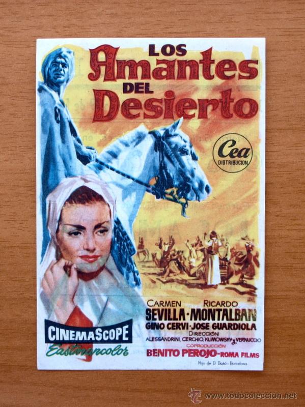 Cine: Los Amantes del Desierto - Carmen Sevilla, Ricardo Montalban - Publicidad Cine Cervantes, Torrente