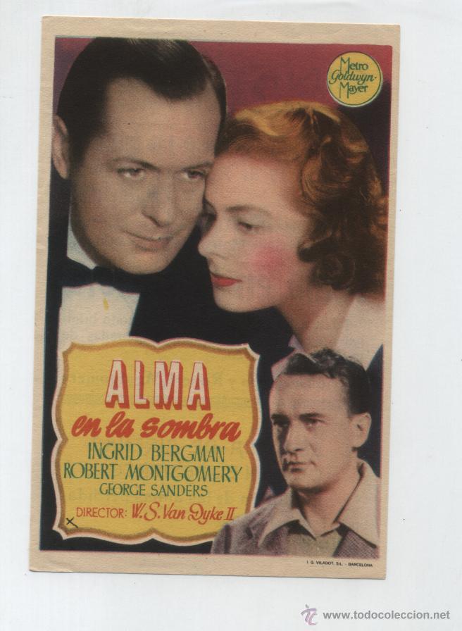  Flyers Publicitaires de films Anciens: Alma en la Sombra. Sencillo de MGM. Cine T&iacute;voli. &iexcl;IMPECABLE!