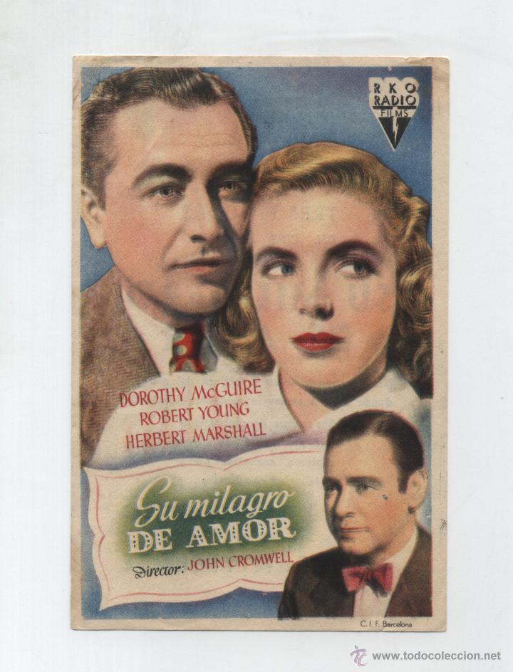  Flyers Publicitaires de films Anciens: Su milagro de Amor. Sencillo de RKO. Cine San Vicente - Sevilla.