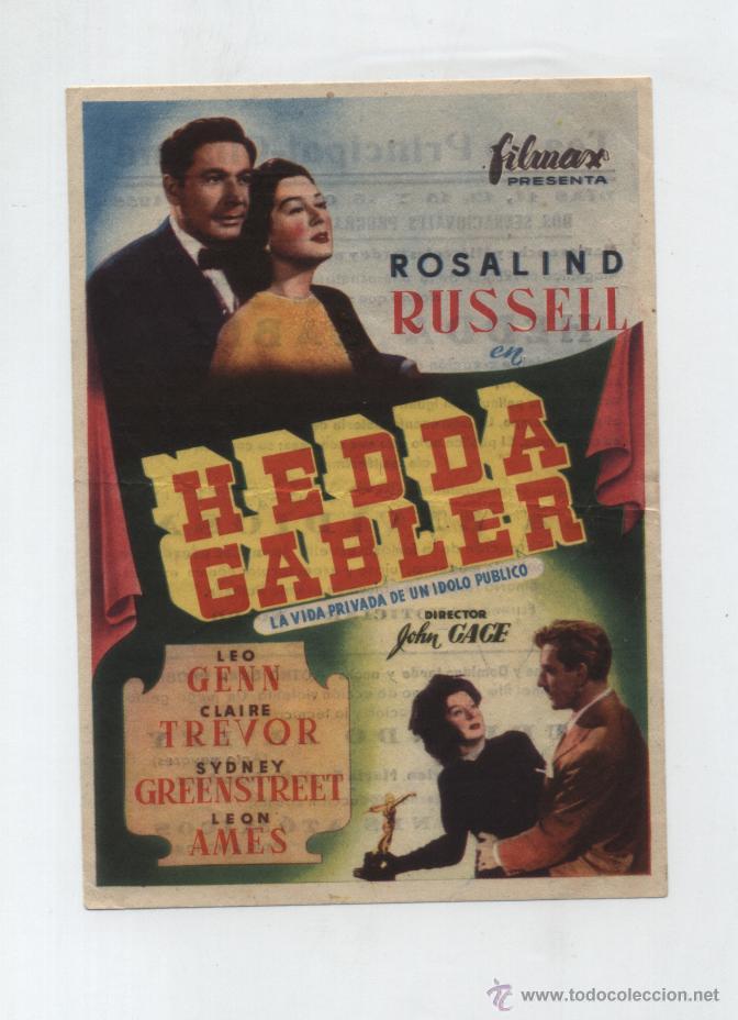  Flyers Publicitaires de films Anciens: Hedda Gableer. Sencillo de Filmax.  Teatro Principal - Cinema   1955.