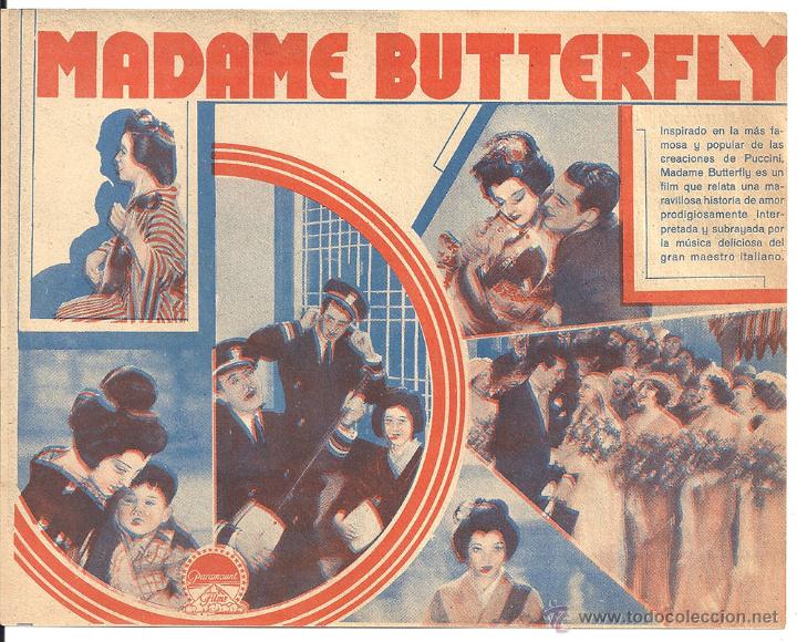 Cine: PTCC 320 MADAME BUTTERFLY PROGRAMA DOBLE PARAMOUNT SYLVIA SIDNEY CARY GRANT - Foto 2