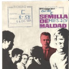Cine: SEMILLA DE MALDAD GLENN FORD ANNE FRANCIS SIDNEY POITIER PROGRAMA PRUEBA DE IMPRENTA DEL CARTEL. Lote 48661627