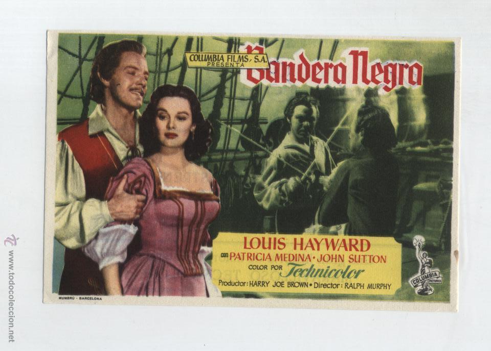  Flyers Publicitaires de films Anciens: Bandera Negra. Sencillo de Columbia.  Teatro Emperador - Le&oacute;n  1954.