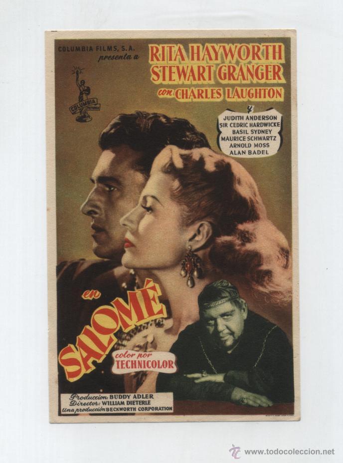 Folhetos de m&atilde;o de filmes antigos de cinema: Salom&eacute;. Sencillo de Columbia.