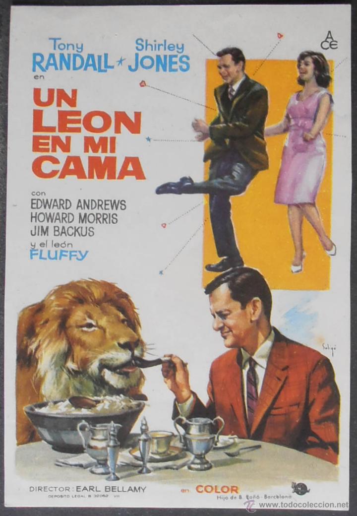 Cine: UN LEON EN MI CAMA,FOLLETO DE MANO (5433),SOLIGO,CONSERVACION,VER FOTOS