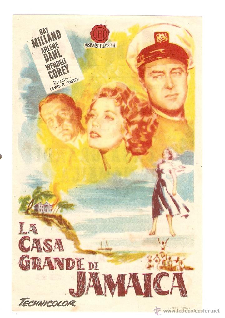  Flyers Publicitaires de films Anciens: LA CASA GRANDE DE JAMAICA - RAY MILLAND, ARLENE DAHL, WENDELL COREY - CINE CAPITOL