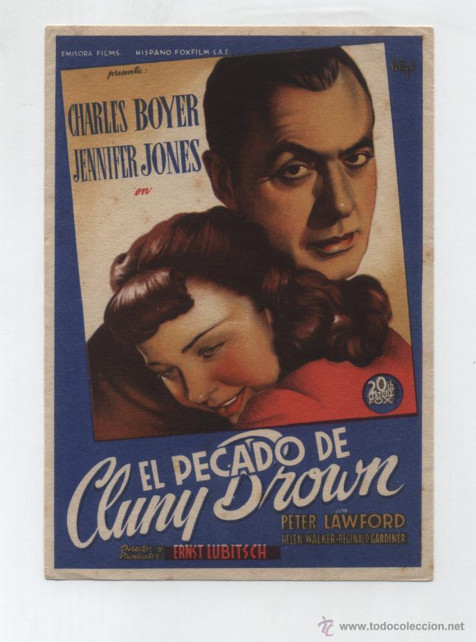Cine: El pecado de Cluny Brown. Solig&oacute;. Sencillo de 20Th Century Fox.