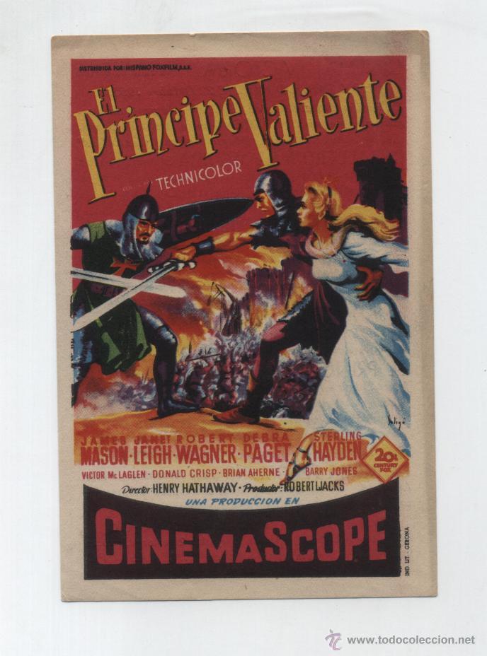 Cine: El Pr&iacute;ncipe Valiente. Solig&oacute;. Sencillo de 20Th Century. Cinema victoria - San Feli&uacute; de Guixols 1955