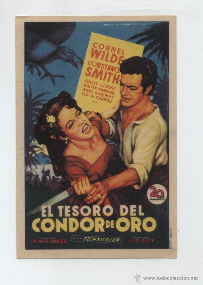 Cine: El Tesoro del C&oacute;ndor de Oro. Solig&oacute;. Sencillo de 20Th Century Fox.