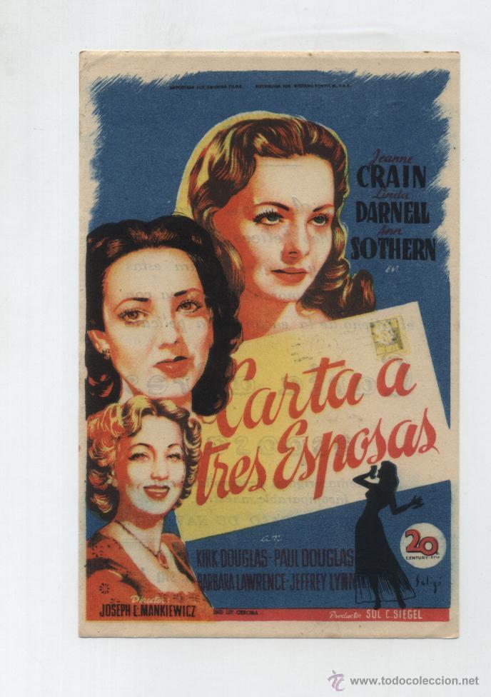 Cine: Carta a tres esposas. Solig&oacute;. Sencillo de 20Th Century Fox. Teatro Principal - Olot.