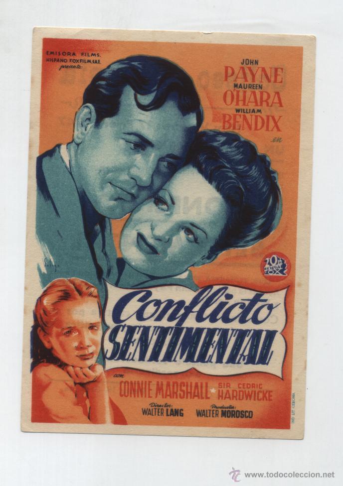 Cine: Conflicto Sentimental. Solig&oacute;. Sencillo de 20Th Century. Coliseo Olympia - Granada  1947.