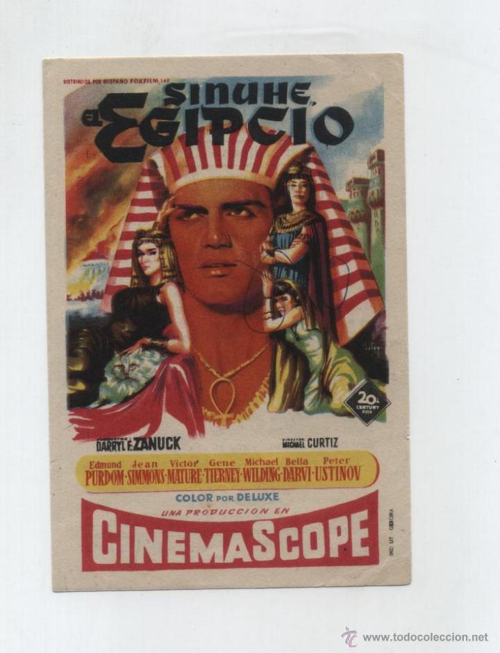 Cine: Sinuhe El Egipcio. Solig&oacute;. Sencillo de 20Th Century Fox.  Cine Ideal - alicante  1955.