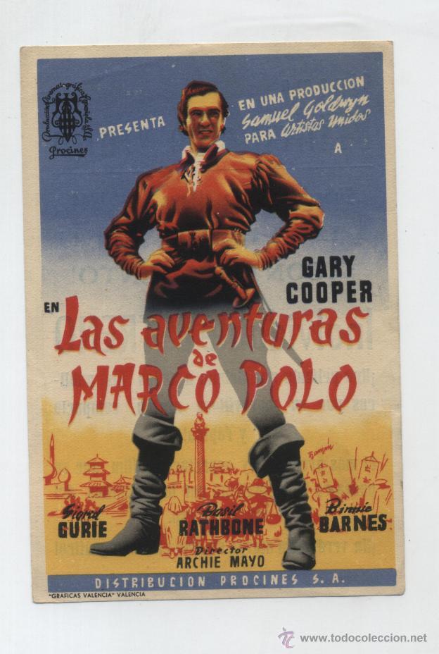 Kino: Las Aventuras de Marco Polo. Sencillo de Procines.  Cinema Principe de Viana.   1944.