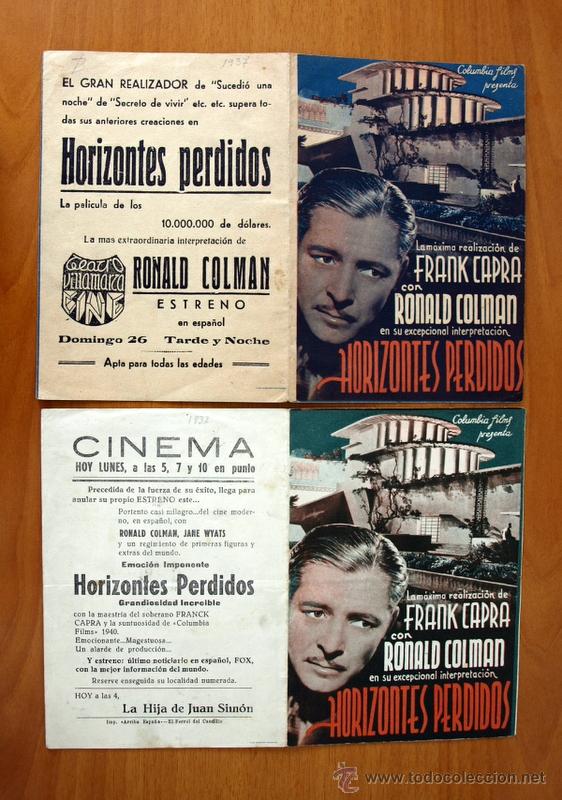 Cine: Horizontes Perdidos - Ronald Colman - Con publicidad - Foto 1