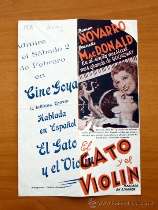 Cine: El gato y el Violin - Ram&oacute;n Novarro, Jeanette Mac Donald - Con publicidad