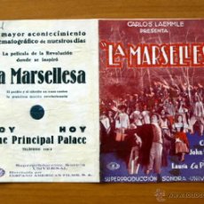 Cine: LA MARSELLESA - JONH BOLES, LAURA LA PLANTE - CON PUBLICIDAD. Lote 48992715