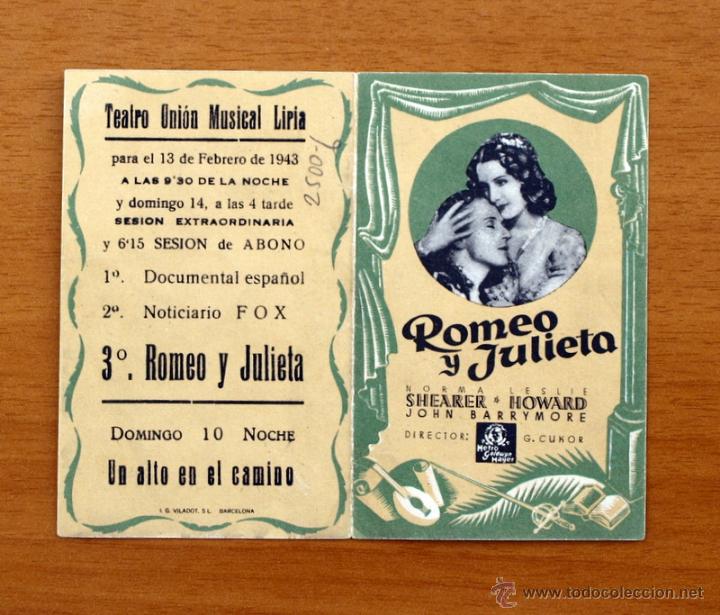 Cine: Romeo y Julieta - Norma Shearer, Leslie Howard - con publicidad
