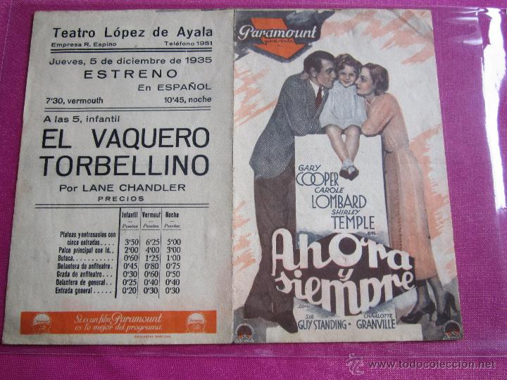 Cine: AHORA Y SIEMPRE G. COOPER PROGRAMA CINE DOBLE 1935 - Foto 2