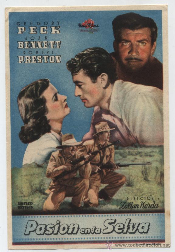 Folhetos de m&atilde;o de filmes antigos de cinema: Pasi&oacute;n en la Selva. Sencillo de Rosa films.