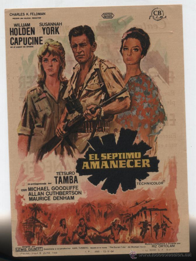 Cinema: El S&eacute;ptimo Amanecer. Sencillo de CB.   Teatro Cervantes - M&aacute;laga  1965.